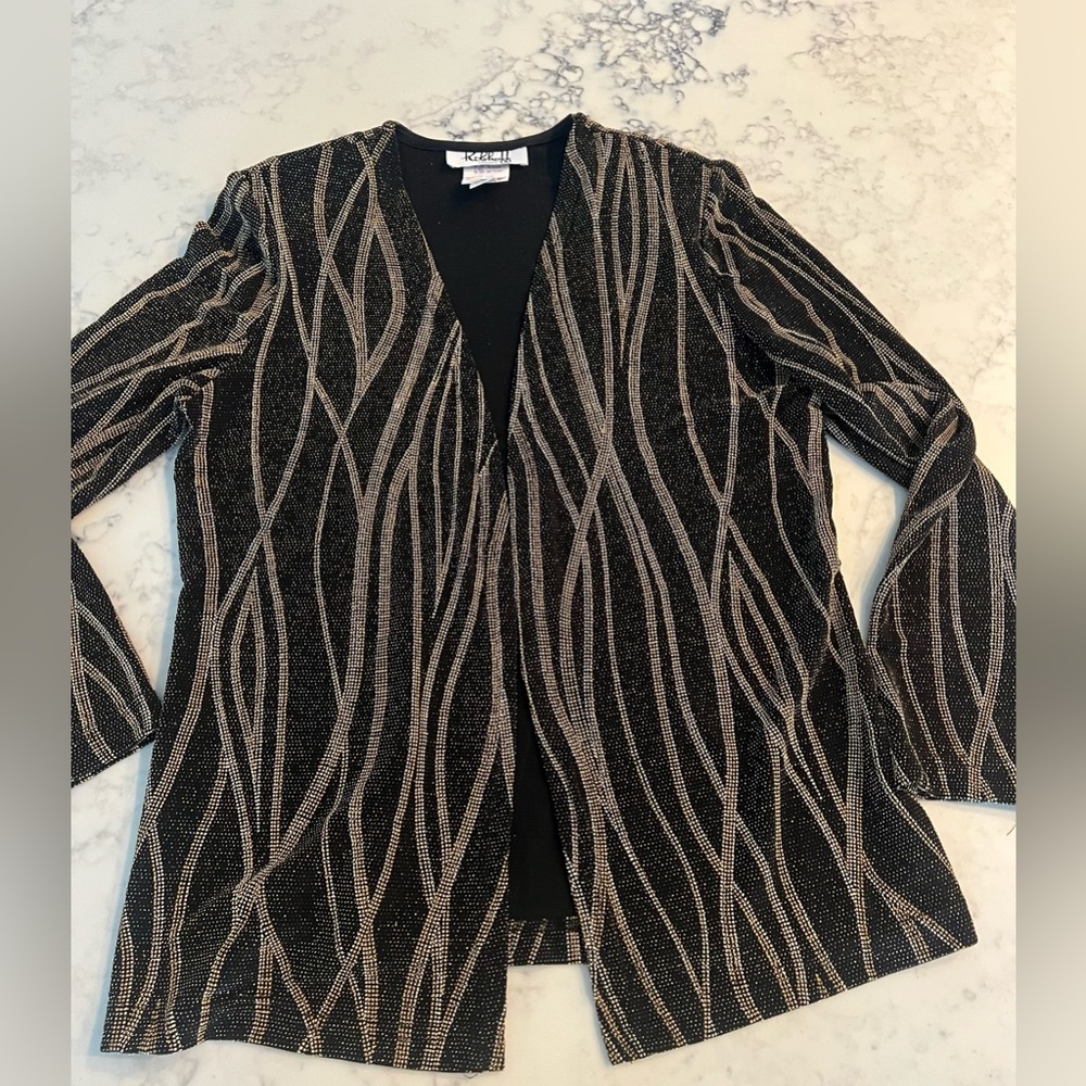 Vintage Joseph Ribkoff Blazer Cardigan Jacket Black/Gold Size US 12 EUC - Picture 8 of 8